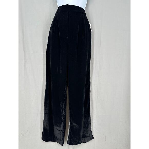 Old Navy Pants Womens Medium Black Velvet Taylor Wide Leg Trousers High Rise - Picture 1 of 8